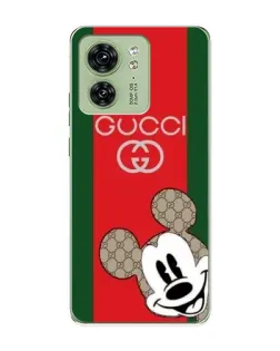 Чехол для Motorola Edge 40 с картинкой «Gucci — полосы и Микки»