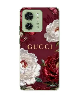 Чехол для Motorola Edge 40 с картинкой «Gucci — бордовые розы»