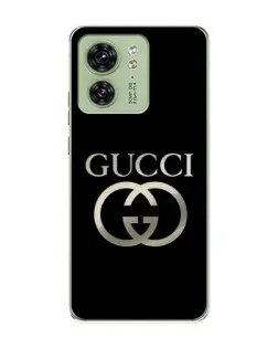 Чехол для Motorola Edge 40 с картинкой «Gucci — золото на черном»