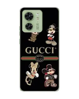 Чехол для Motorola Edge 40 с картинкой «Gucci — герои Disney и монограмма»