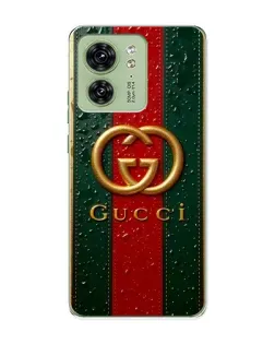 Чехол для Motorola Edge 40 с картинкой «Gucci — фирменная полоса и золото»