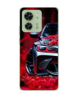 Чохол для Motorola Edge 40 з картинкою «Спортивна BMW та квіти»