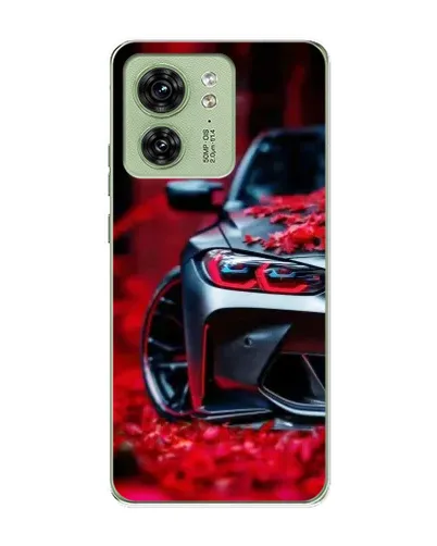 Чохол для Motorola Edge 40 з картинкою «Спортивна BMW та квіти»
