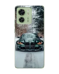 Чохол для Motorola Edge 40 з картинкою «BMW у зимовому лісі»