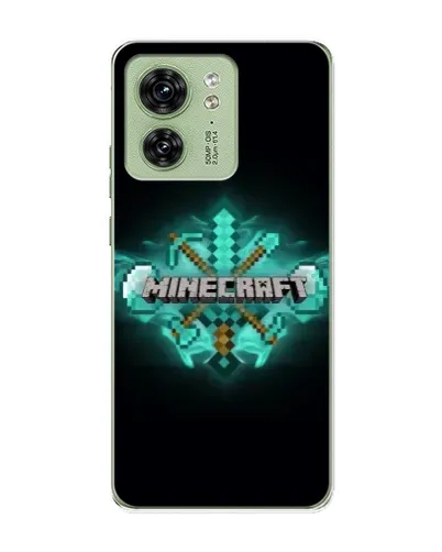 Чехол для Motorola Edge 40 с картинкой «Minecraft Diamond лого»