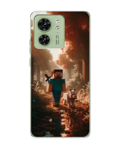 Чехол для Motorola Edge 40 с картинкой «Стив в лесу»