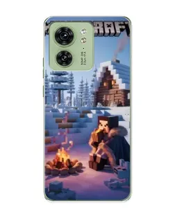 Чехол для Motorola Edge 40 с картинкой «Зимний Minecraft»