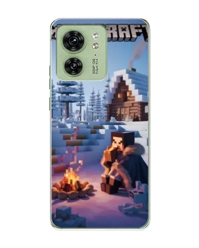 Чехол для Motorola Edge 40 с картинкой «Зимний Minecraft»