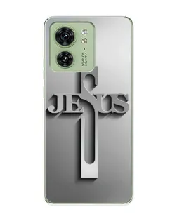 Чехол для Motorola Edge 40 с картинкой «Металлический крест Jesus»