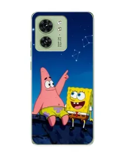 Чехол для Motorola Edge 40 с картинкой «Губка Боб и Патрик ночью»