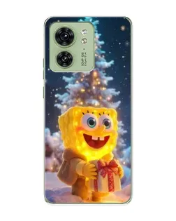 Чехол для Motorola Edge 40 с картинкой «Рождественский Спанч Боб»