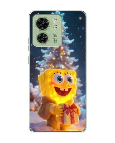 Чехол для Motorola Edge 40 с картинкой «Рождественский Спанч Боб»