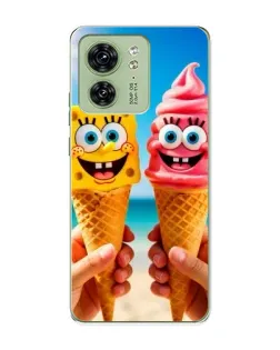 Чехол для Motorola Edge 40 с картинкой «Спанч Боб мороженое»
