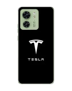 Чохол для Motorola Edge 40 з картинкою «Tesla White Logo»