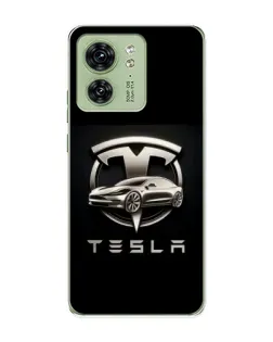 Чохол для Motorola Edge 40 з картинкою «Tesla — срібне авто»