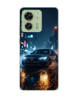 Чехол для Motorola Edge 40 с картинкой «Ночной город и Audi»