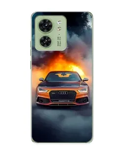 Чехол для Motorola Edge 40 с картинкой «Audi в огненном дыму»