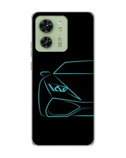 Чохол для Motorola Edge 40 з картинкою «Блакитний силует Lamborghini»