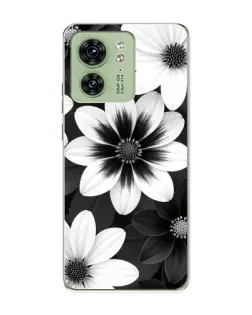 Чехол для Motorola Edge 40 с картинкой «Монохромные астры»
