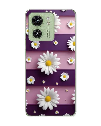 Чехол для Motorola Edge 40 с картинкой «Ромашки на фиолетовом»