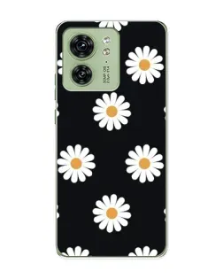 Чехол для Motorola Edge 40 с картинкой «Ромашки на черном»