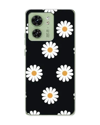 Чехол для Motorola Edge 40 с картинкой «Ромашки на черном»