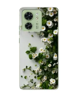 Чехол для Motorola Edge 40 с картинкой «Ветка мелких белых цветов»