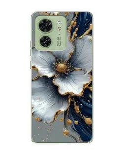 Чехол для Motorola Edge 40 с картинкой «Белый цветок и золотой флюид»