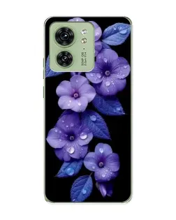 Чохол для Motorola Edge 40 з картинкою «Фіолетові квіти з росою»