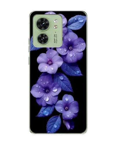 Чехол для Motorola Edge 40 с картинкой «Фиолетовые цветы с росою»