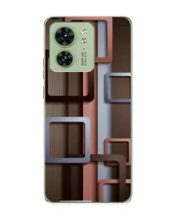 Чохол для Motorola Edge 40 з картинкою «Коричневі об'ємні квадрати»