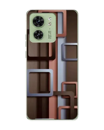 Чохол для Motorola Edge 40 з картинкою «Коричневі об'ємні квадрати»