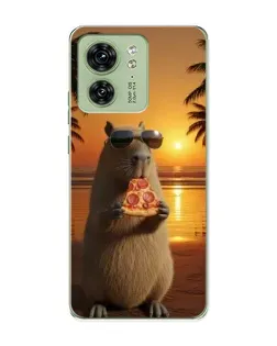 Чохол для Motorola Edge 40 з картинкою «Капібара з піцою»