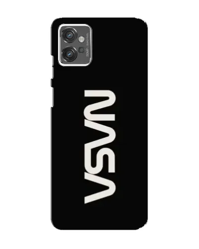 Чехол для Motorola MOTO G32 с картинкой «NASA — вертикальный логотип»