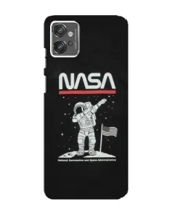 Чехол для Motorola MOTO G32 с картинкой «NASA — шагаем по Луне»