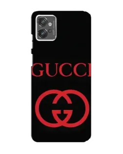 Чехол для Motorola MOTO G32 с картинкой «Gucci — красный логотип»