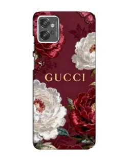 Чехол для Motorola MOTO G32 с картинкой «Gucci — бордовые розы»