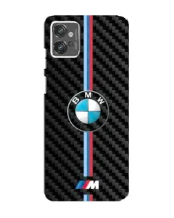 Чехол для Motorola MOTO G32 с картинкой «Эмблема BMW и карбон»