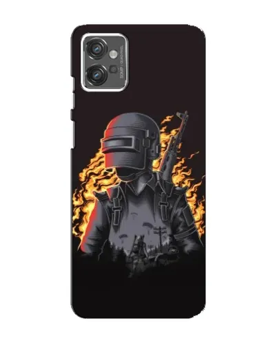 Чехол для Motorola MOTO G32 с картинкой «PUBG — огненный силуэт»