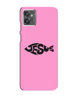 Чехол для Motorola MOTO G32 с картинкой «Розовый символ  Jesus»