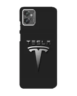 Чехол для Motorola MOTO G32 с картинкой «Стальной логотип Tesla»