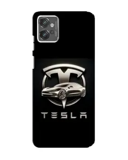 Чехол для Motorola MOTO G32 с картинкой «Tesla — серебристое авто»