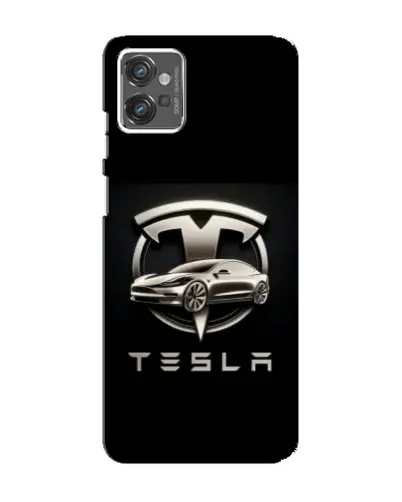 Чехол для Motorola MOTO G32 с картинкой «Tesla — серебристое авто»