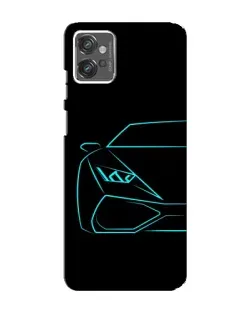 Чехол для Motorola MOTO G32 с картинкой «Голубой силуэт Lamborghini»