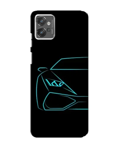 Чехол для Motorola MOTO G32 с картинкой «Голубой силуэт Lamborghini»