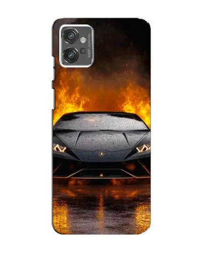 Чехол для Motorola MOTO G32 с картинкой «Lamborghini в огне»