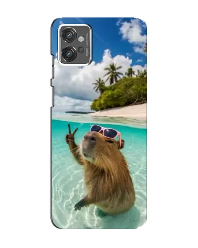 Чехол для Motorola MOTO G32 с картинкой «Капибара на море»