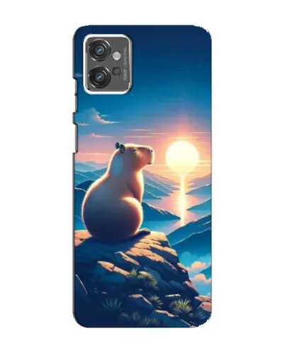 Чехол для Motorola MOTO G32 с картинкой «Закат солнца с капибарой»