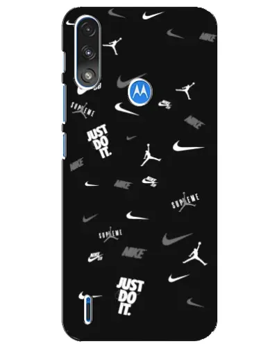 Чехол для Motorola E7 Power с картинкой «Nike Black Pattern»