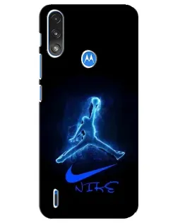 Чехол для Motorola E7 Power с картинкой «Jordan Neon Blue»